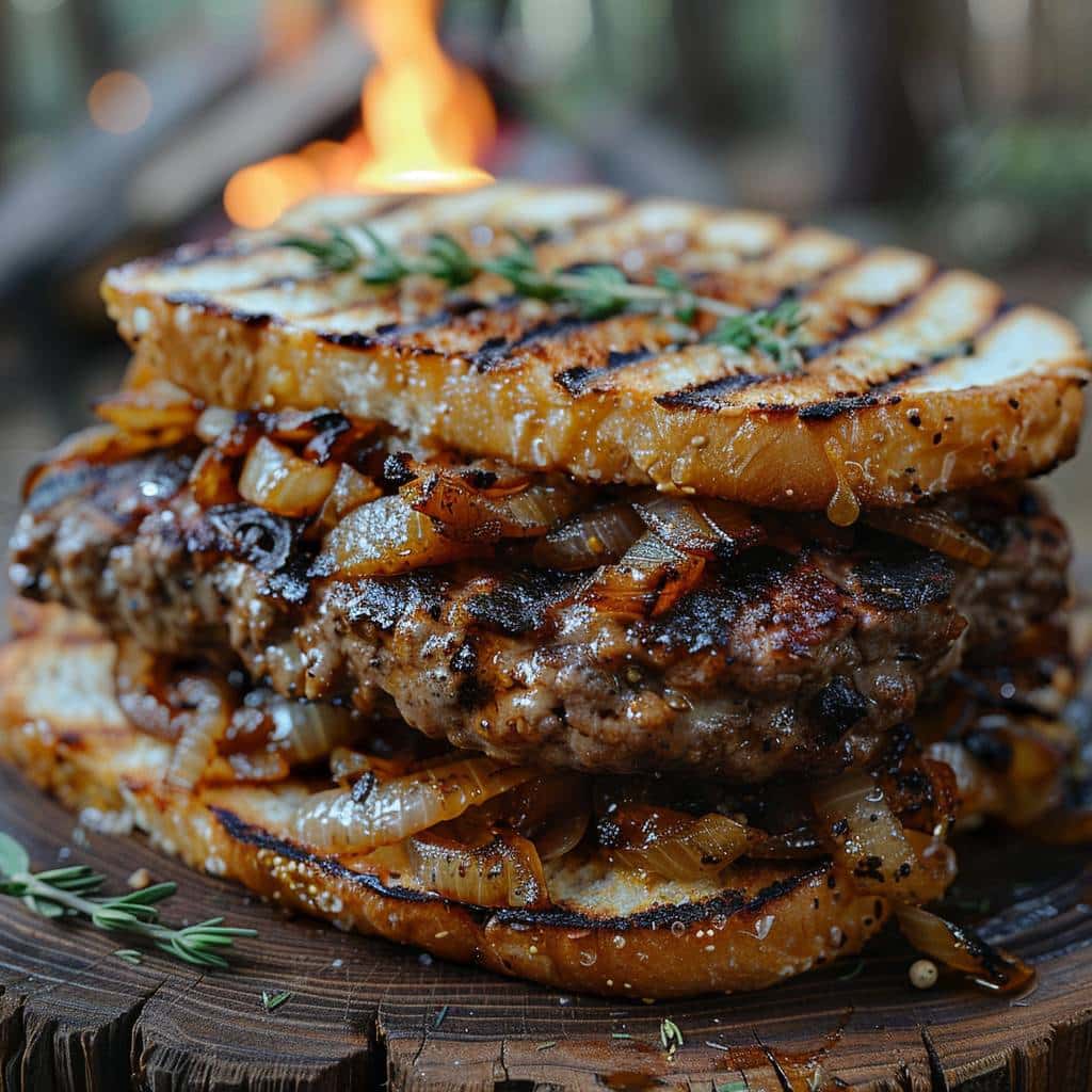 Sandwichs au faux-filet et oignons grillés